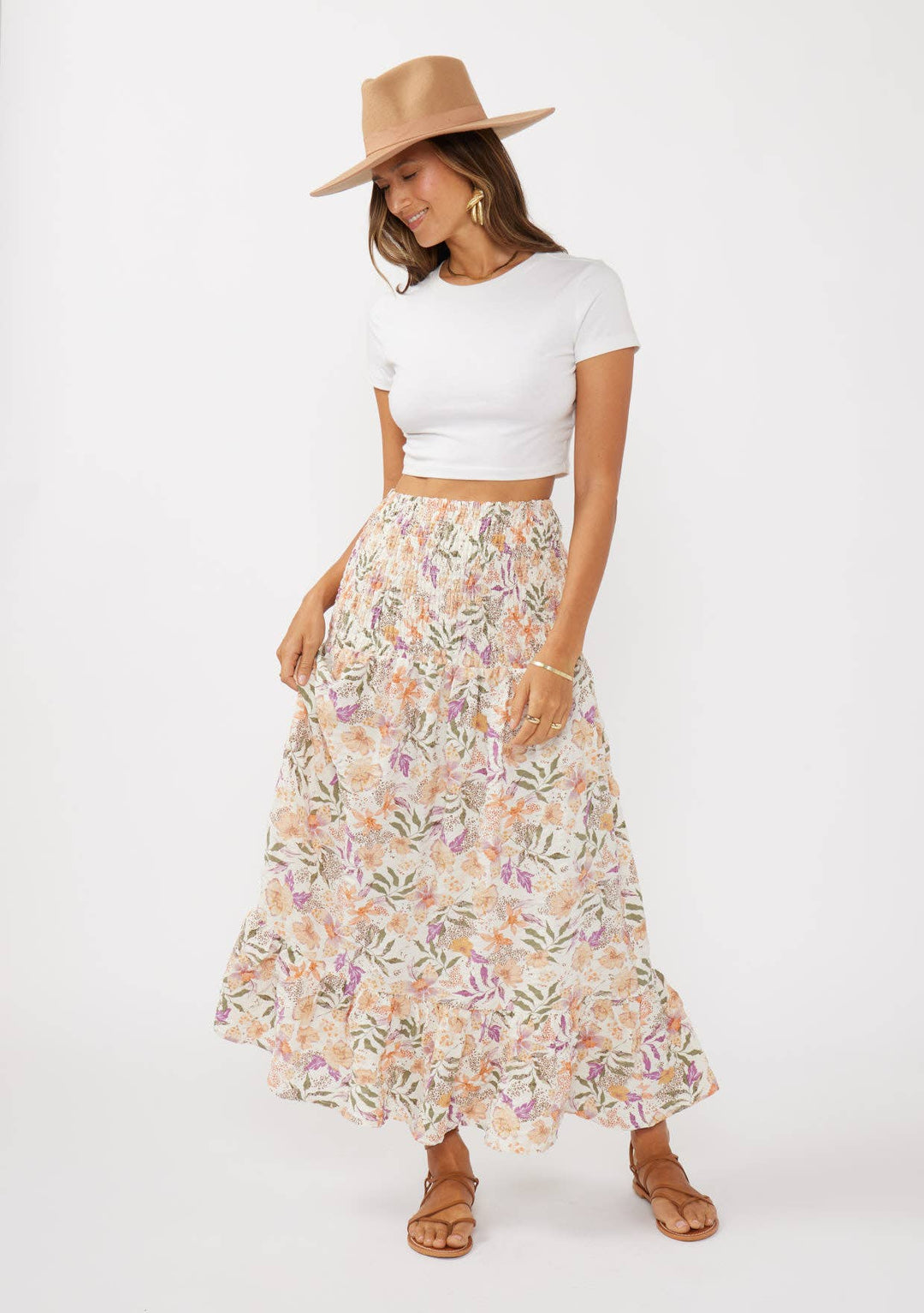 Convertible Floral Smocked Skirt