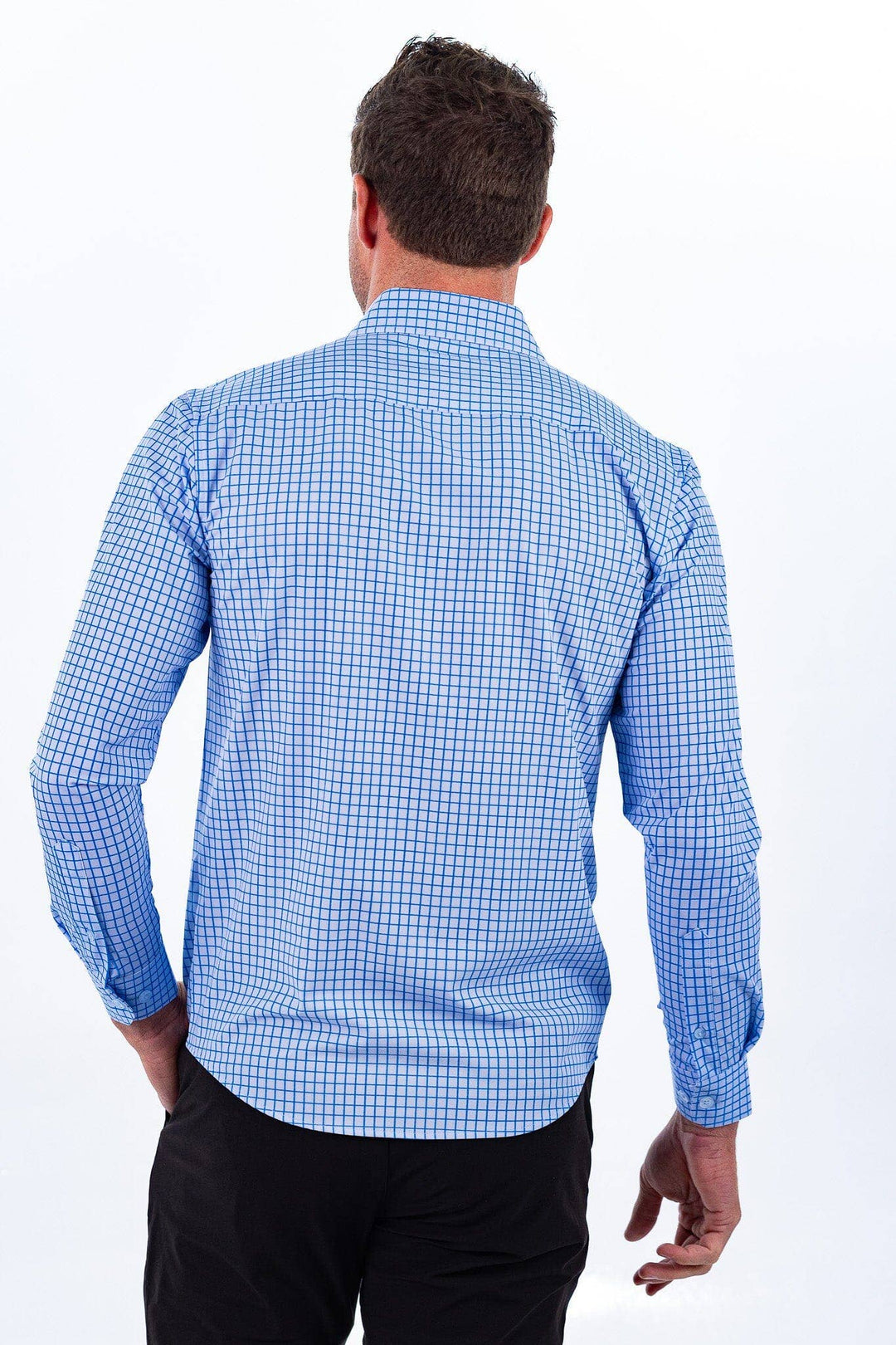 Tough Apparel - Hustle Sport Shirt - Long Sleeve - Double Blue Mini Grid