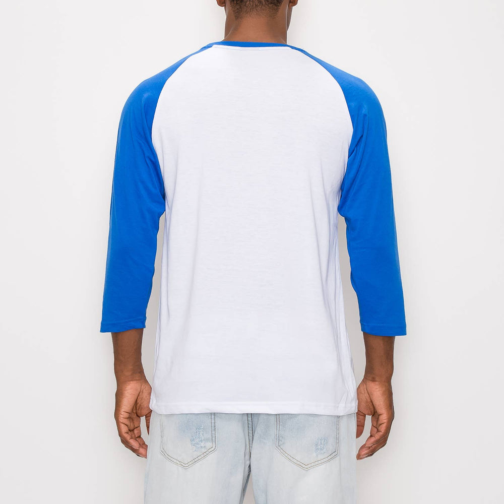 Raglan Sleeve Shirt: White/Royal Blue