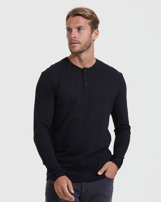 Long Sleeve Henley | Black