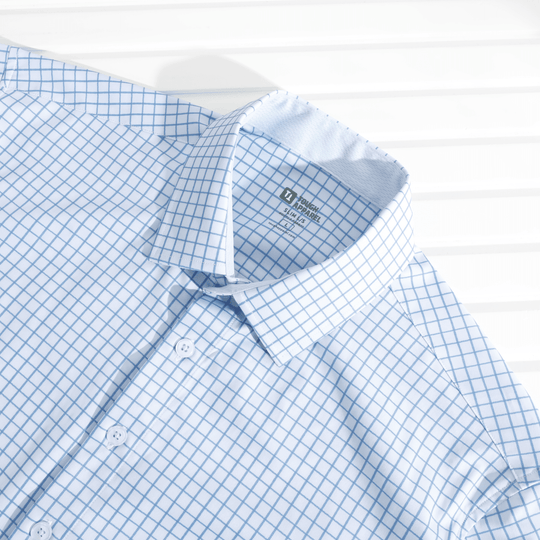 Tough Apparel - Hustle Sport Shirt - Long Sleeve - Double Blue Mini Grid