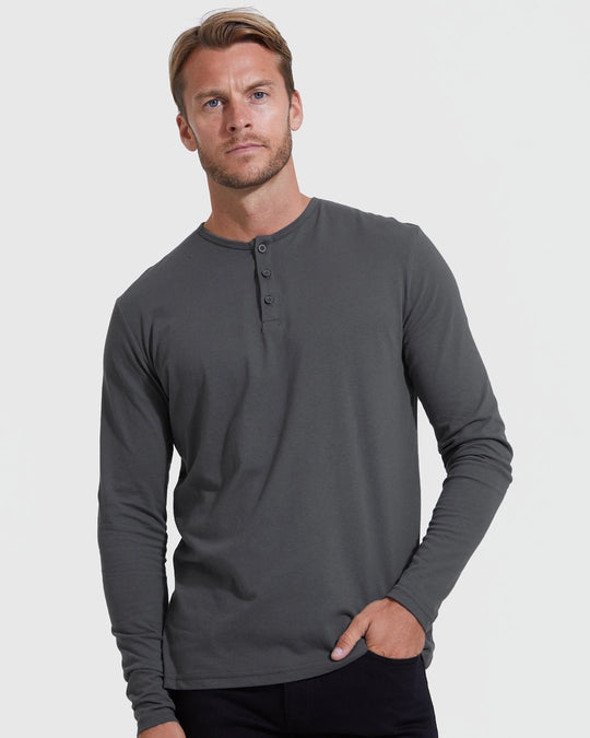 True Classic - Long Sleeve Henley | Carbon