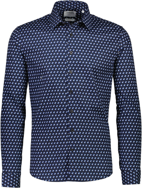 AOP SuperFlex Long Sleeve Slim Fit Shirt in Navy Blue