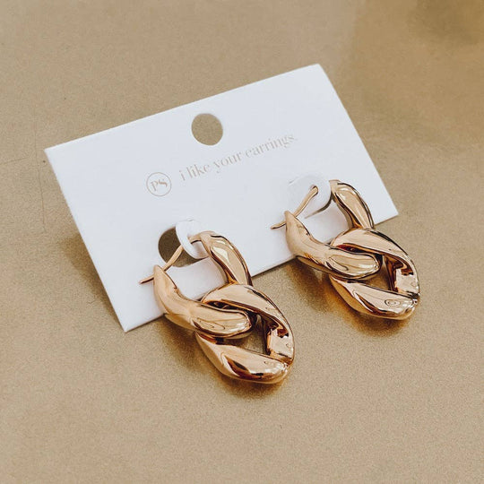 Pretty Simple - Urban Edge Gold Chain Link Earrings - WATERPROOF