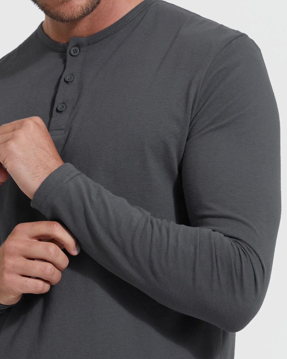 True Classic - Long Sleeve Henley | Carbon