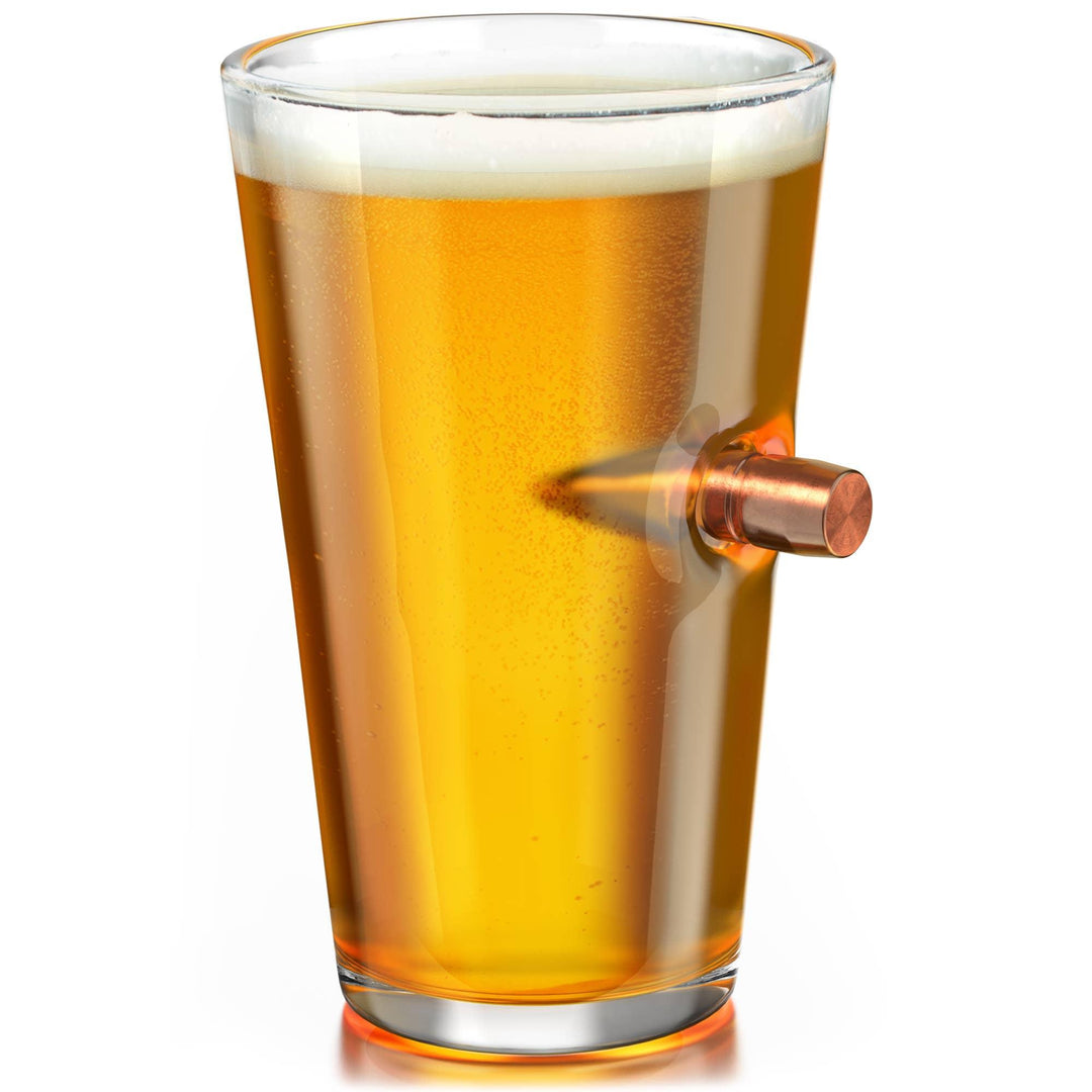 .50 Caliber Real Bullet Pint Glass - Rust & Refined