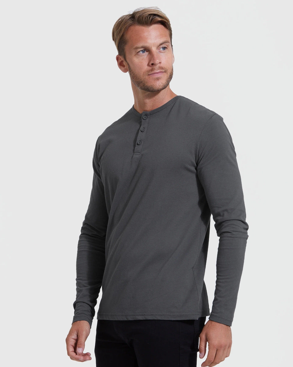 True Classic - Long Sleeve Henley | Carbon