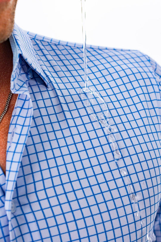 Tough Apparel - Hustle Sport Shirt - Long Sleeve - Double Blue Mini Grid