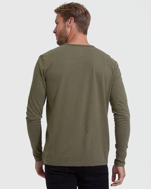 Long Sleeve Henley | Military Green