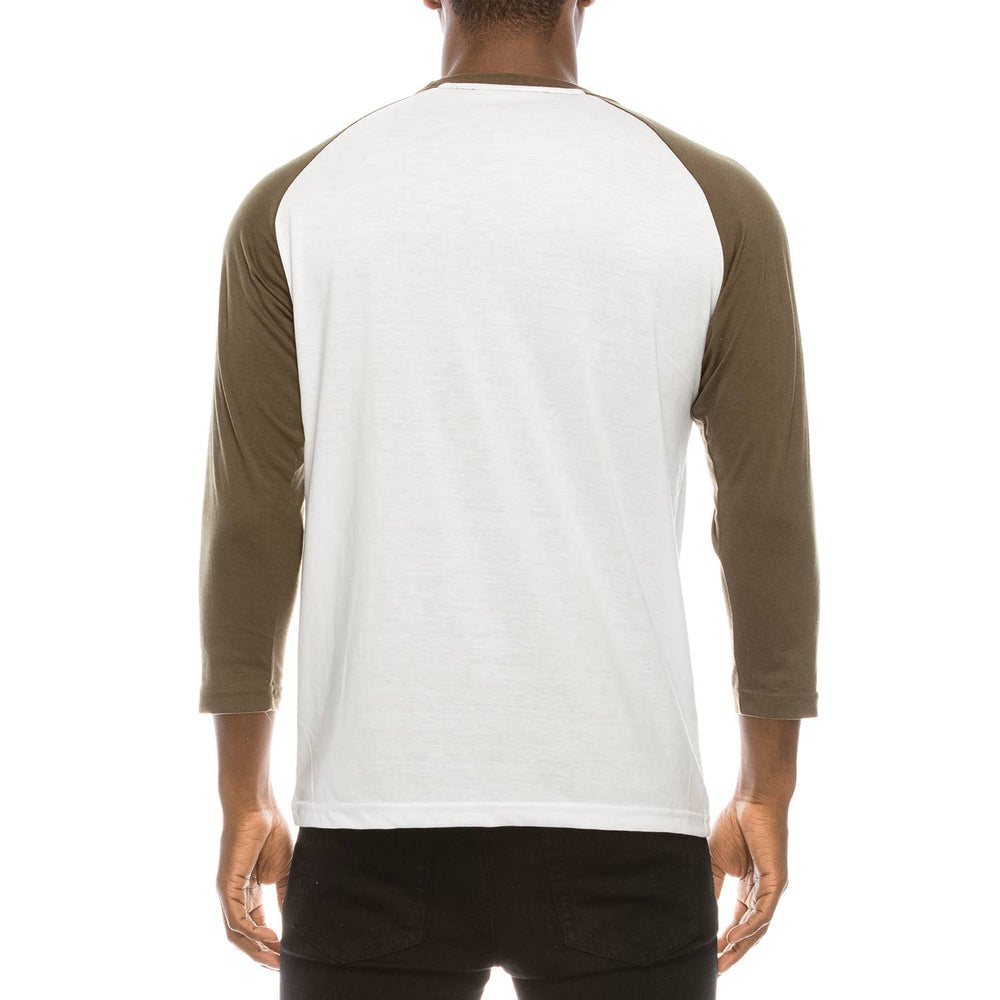 Raglan Sleeve Shirt: White/Olive