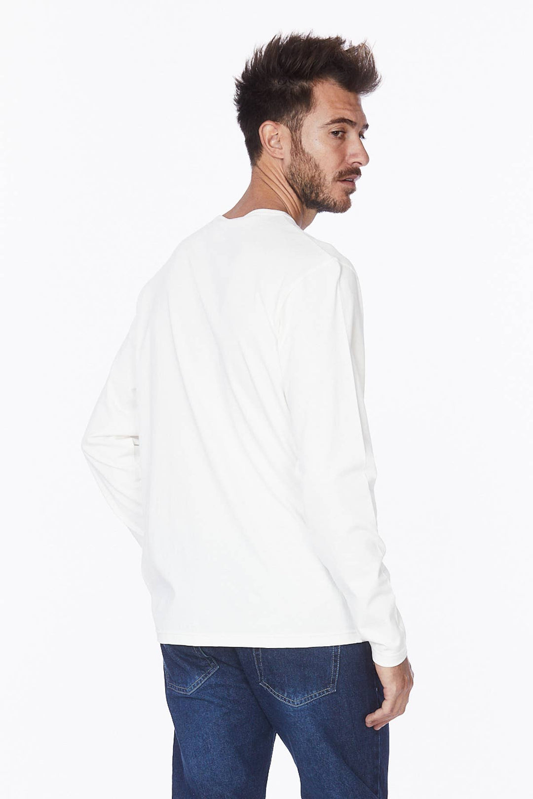 Men's Cotton Long Sleeve Henley Tee