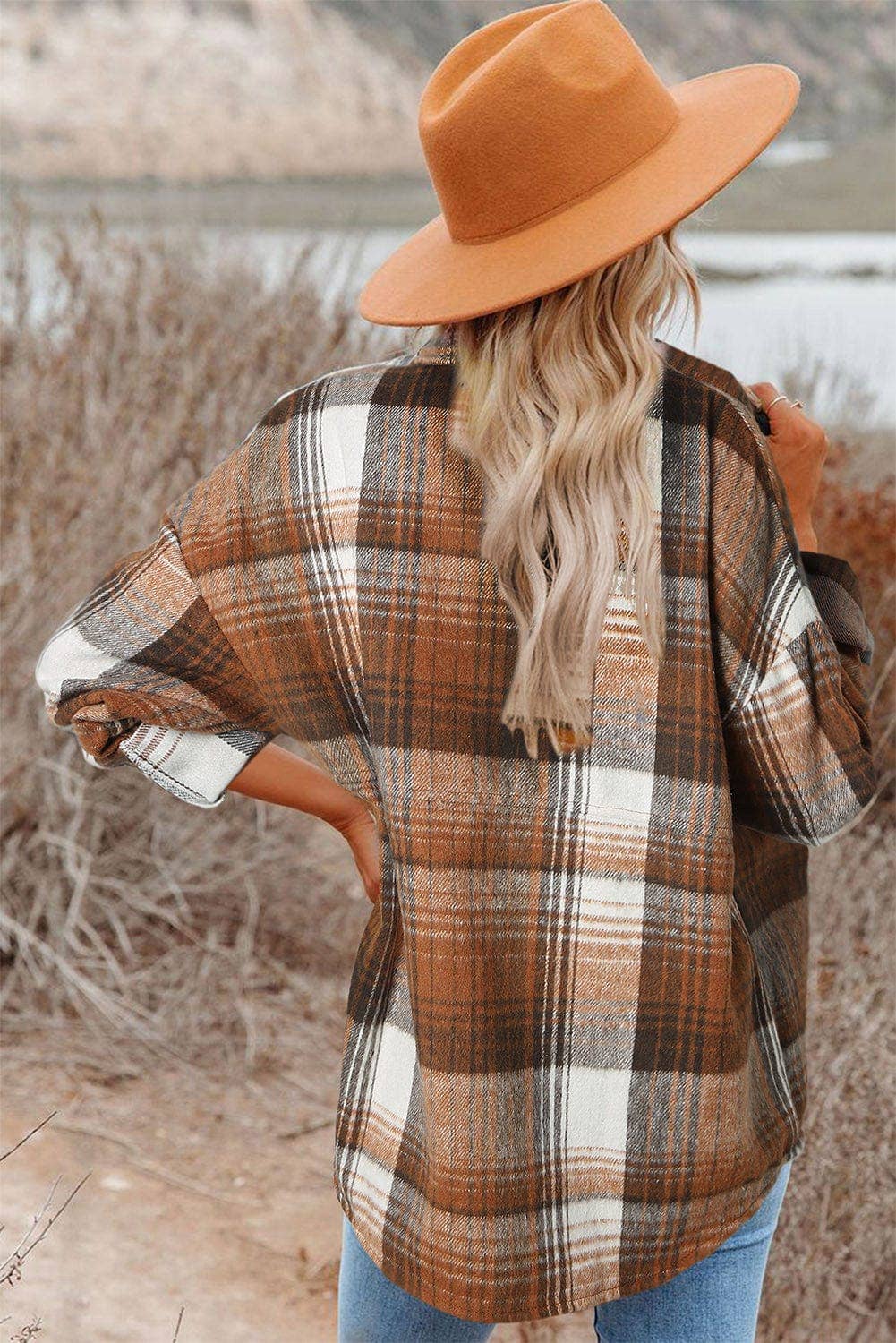 Liam & Company - Kelsea Plaid Shacket | Gold Flame