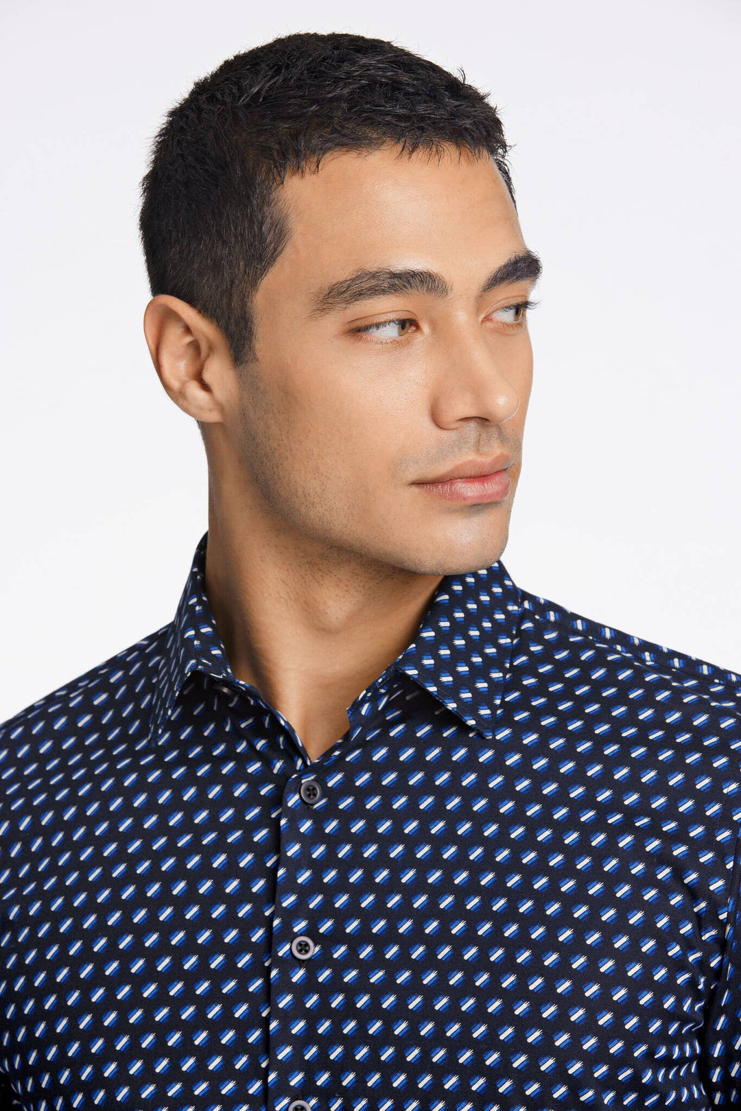 AOP SuperFlex Long Sleeve Slim Fit Shirt in Navy Blue