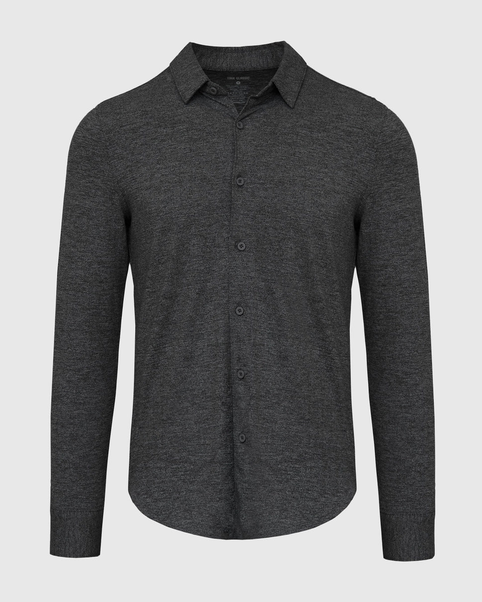 True Classic - Long Sleeve Button Up Shirt | Do-It-All Comfort | Charcoal