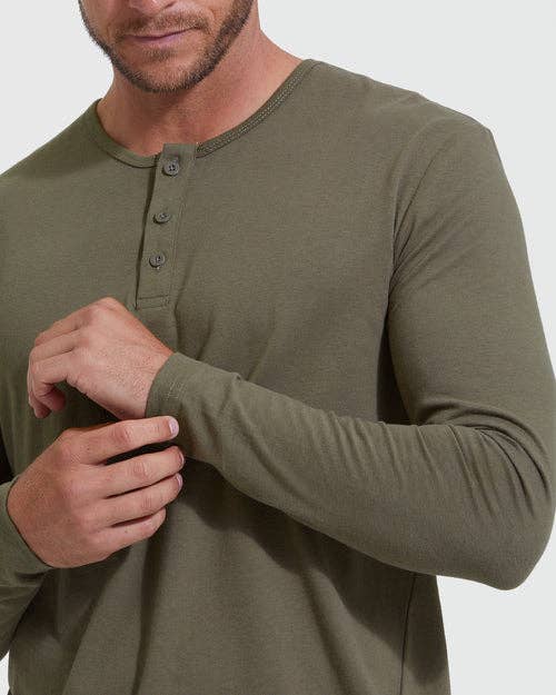 Long Sleeve Henley | Military Green