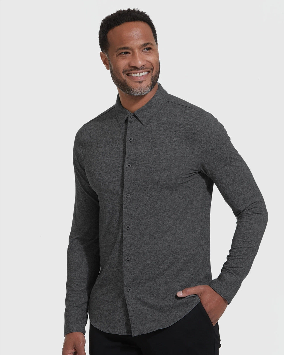 True Classic - Long Sleeve Button Up Shirt | Do-It-All Comfort | Charcoal