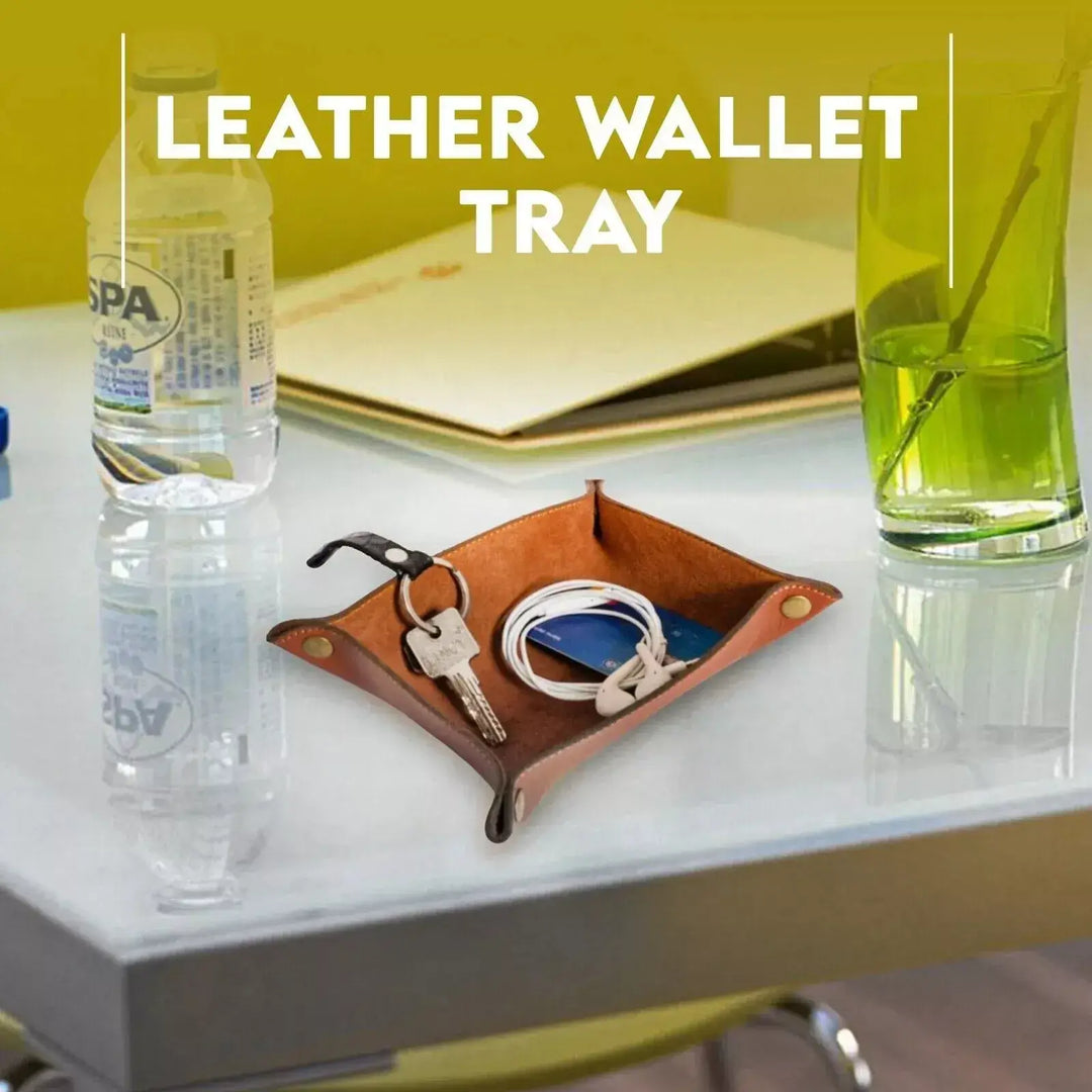 Desk Organizer Leather Valet Dump Tray for Men