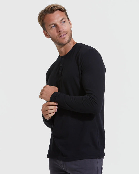 Long Sleeve Henley | Black