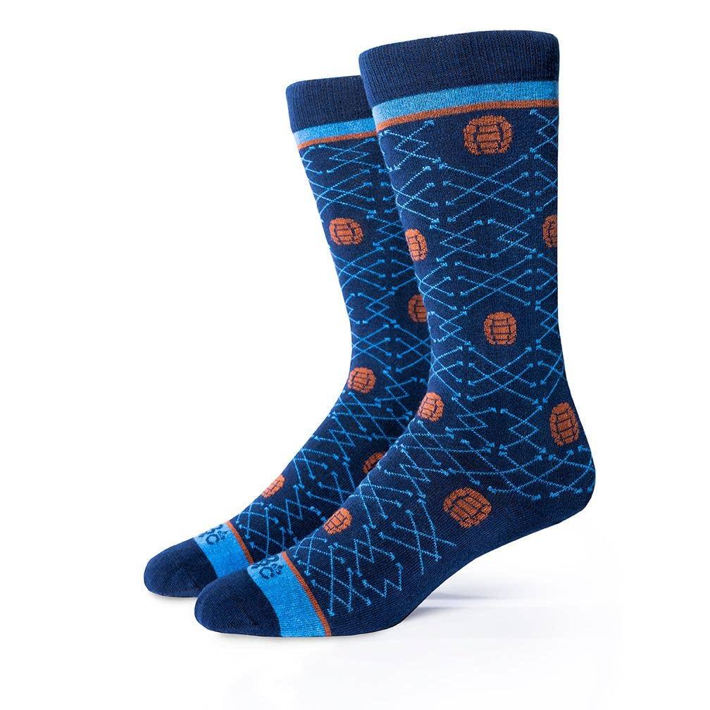 Bourbon Cousins - Barrel Pick Socks - Navy + Brown + Bright Blue - Rust & Refined