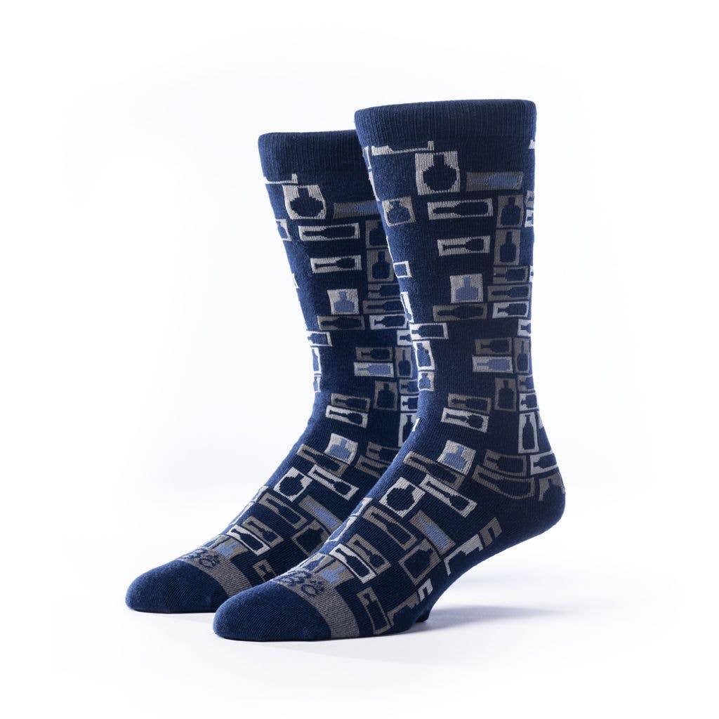 Bourbon Cousins - Retro Bourbon Socks - Navy + Gray - Rust & Refined