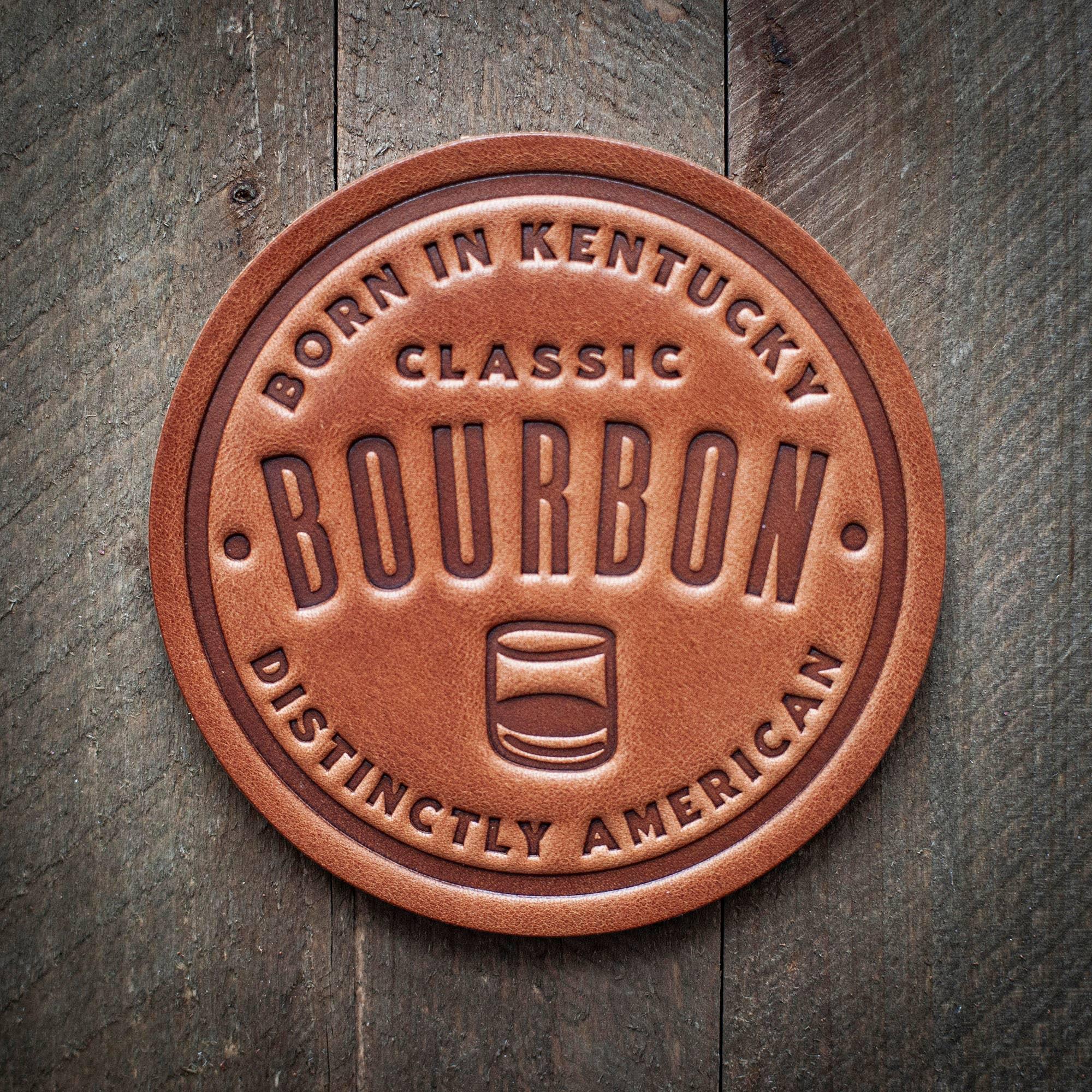 Bourbon Leather Coaster - Rust & Refined