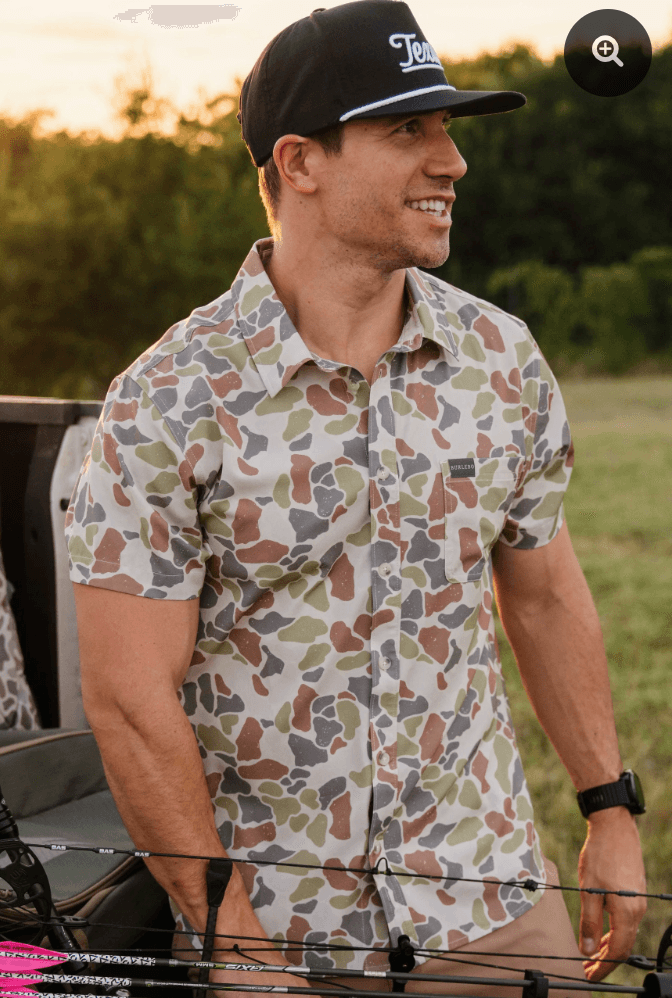 BURLEBO - Performance Button Up - Driftwood Camo - Rust & Refined