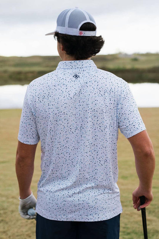 BURLEBO - Performance Polo - White Speckled - Rust & Refined