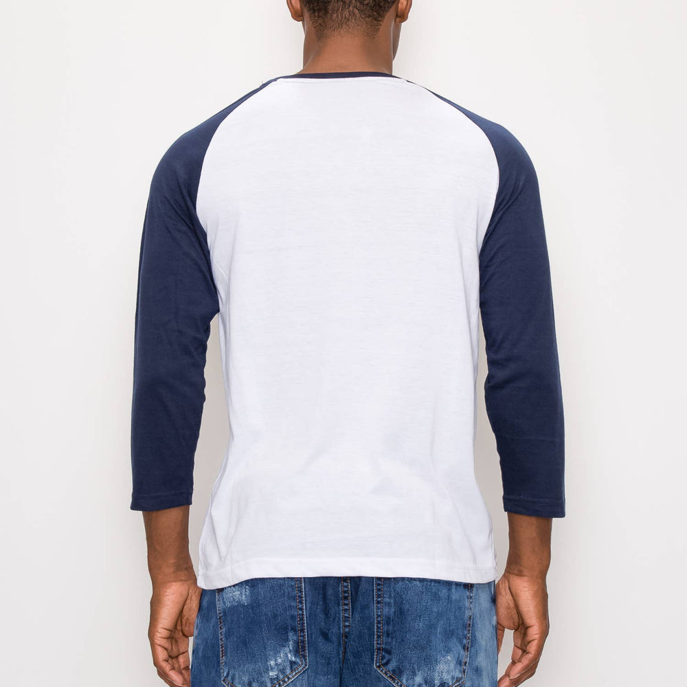 Raglan Sleeve Shirt: White/Navy