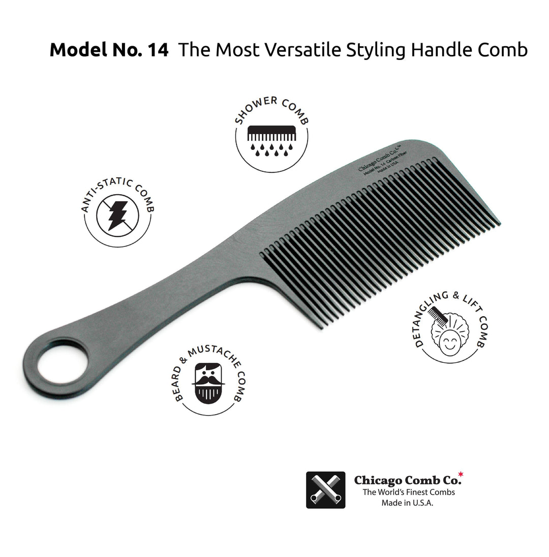 Chicago Comb Co. Model No. 14 Carbon Fiber Comb - Rust & Refined