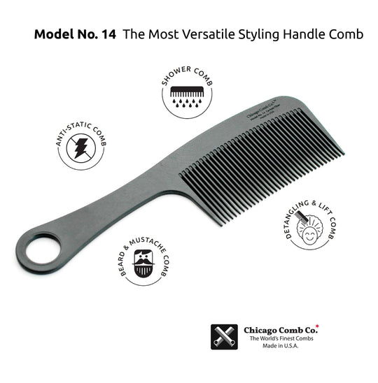 Chicago Comb Co. Model No. 14 Carbon Fiber Comb - Rust & Refined