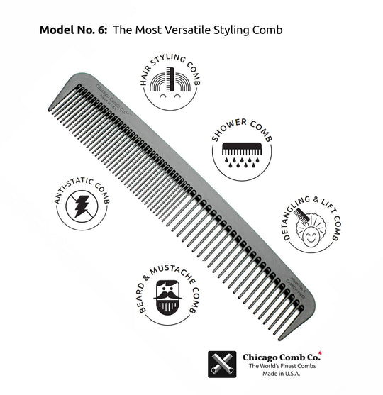 Chicago Comb Co. Model No. 6 Carbon Fiber Comb - Rust & Refined