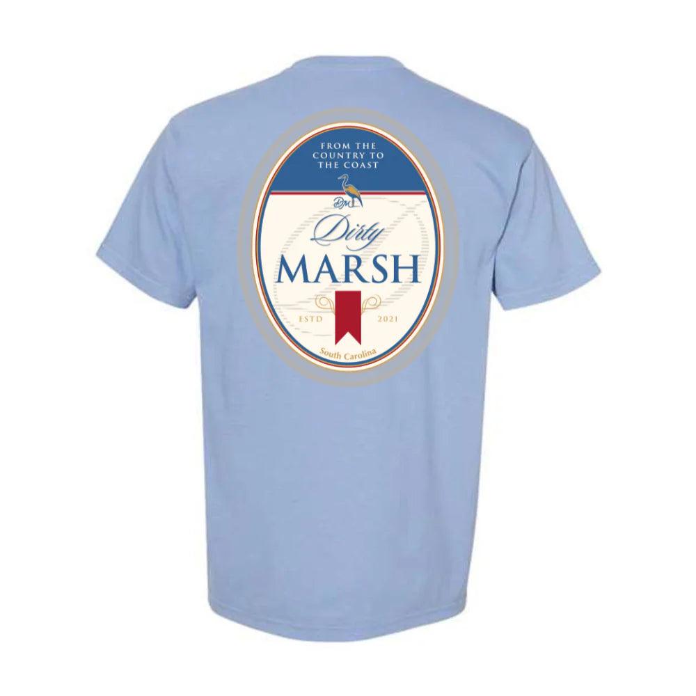 Dirty Marsh - Beer Label Tee | Washed Denim - Rust & Refined