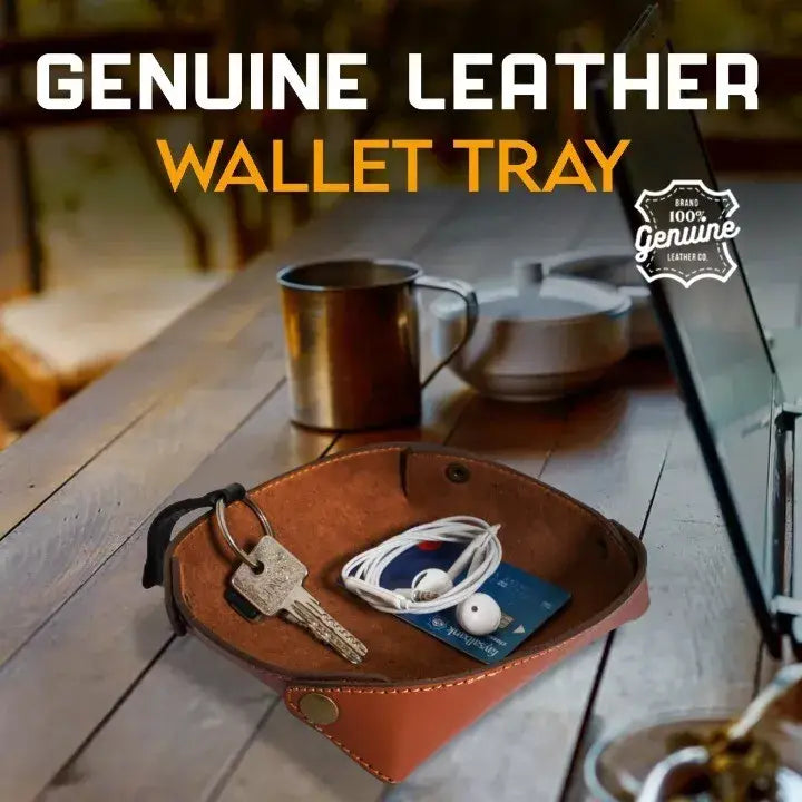 Desk Organizer Leather Valet Dump Tray for Men