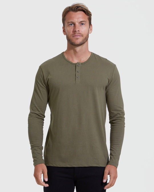 Long Sleeve Henley | Military Green