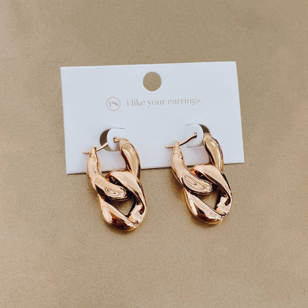 Pretty Simple - Urban Edge Gold Chain Link Earrings - WATERPROOF