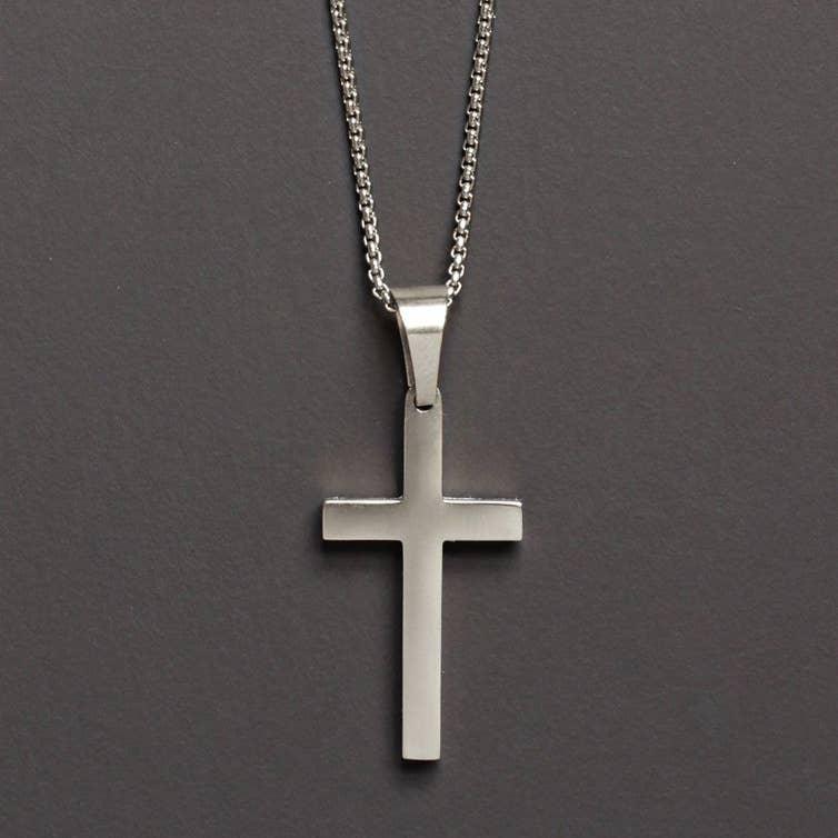 LARGE STAINLESS STEEL CROSS NECKLACE FOR MEN: 30 INCHES - Rust & Refined