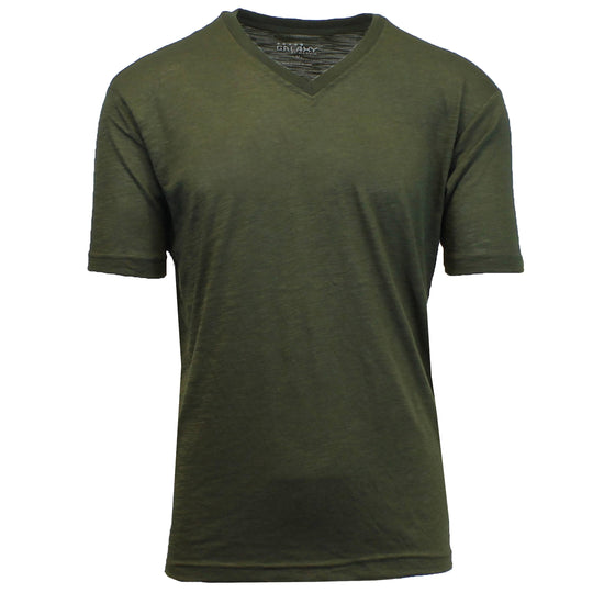 Men's Slub Yarn V-Neck Tees - Rust & Refined