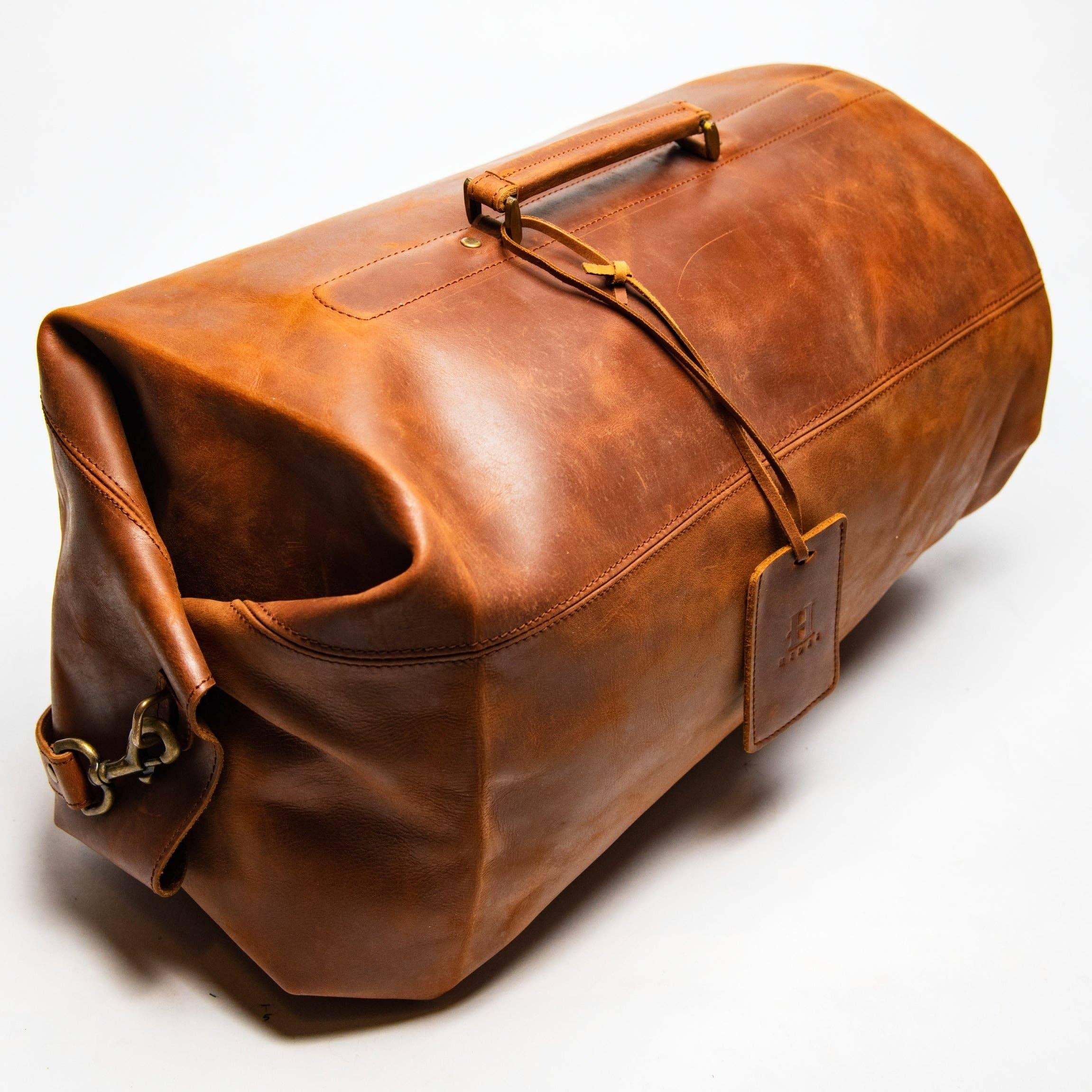 Military Leather Duffle Bag - Rust & Refined