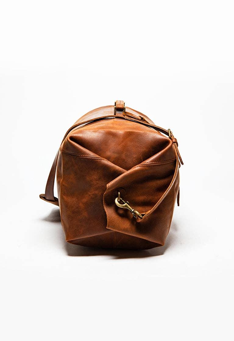 Military Leather Duffle Bag - Rust & Refined