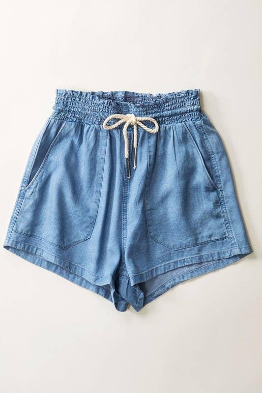 Rope Drawstring Washed Tencel Summer Shorts for Women - Rust & Refined