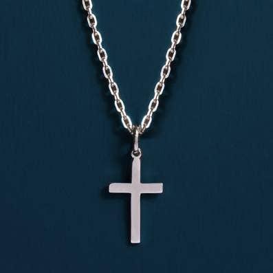 Sterling Silver Cross Necklace for Men (Cable): 20 inches - Rust & Refined