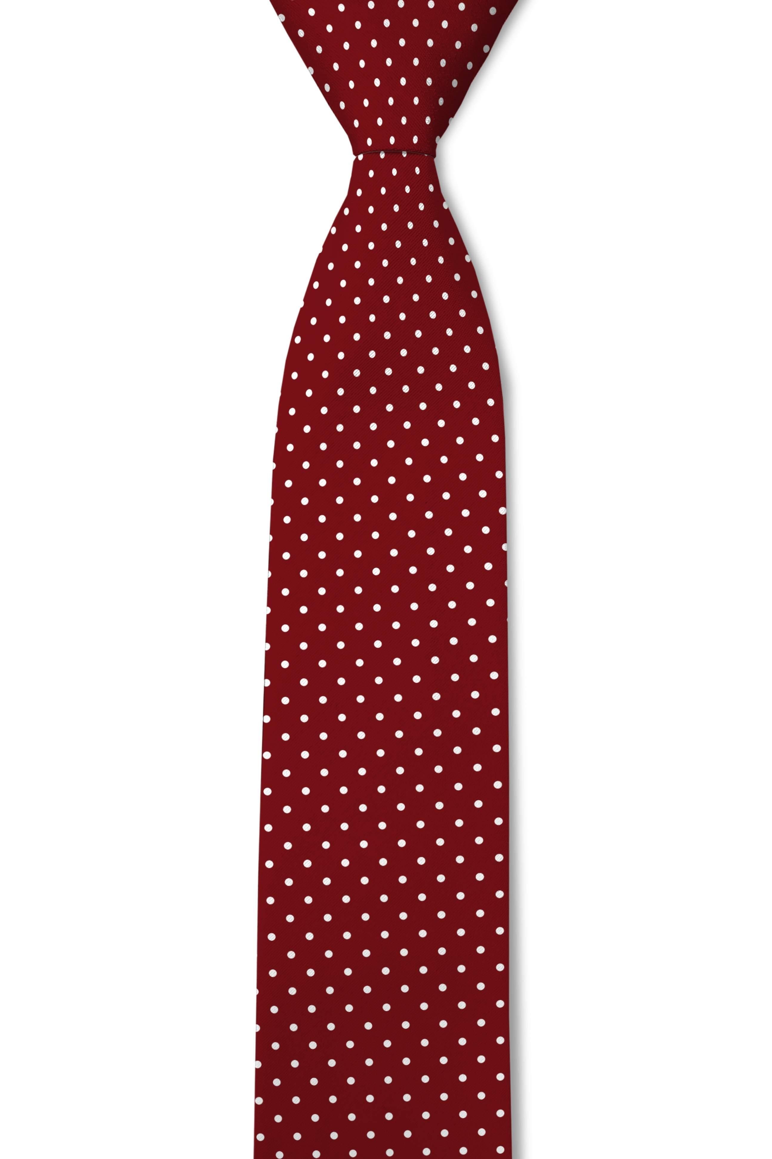 Tough Apparel - Austin- Red and White Polka Dot Tie: 2.5" Slim/Skinny Tie - Rust & Refined