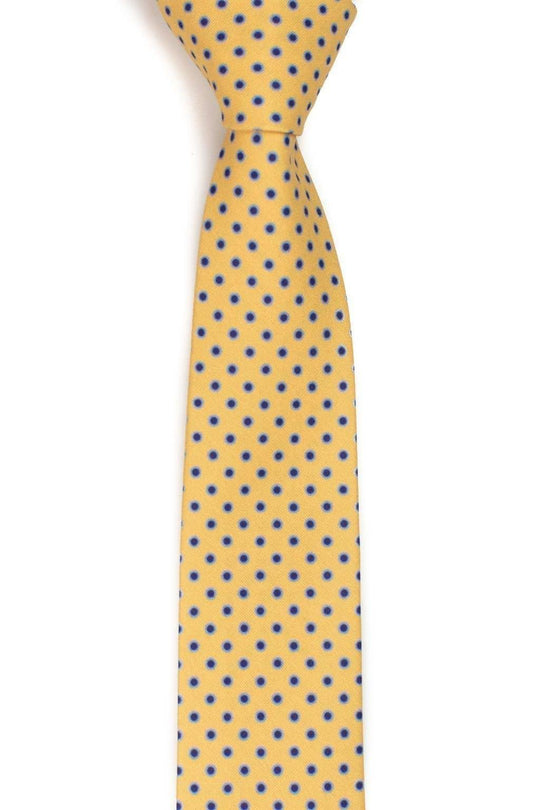 Tough Apparel - Edison Yellow Polka Dot Tie Set - 2.5" Slim/Skinny & 3.25" Standard - Achieve Royalty Status - Rust & Refined